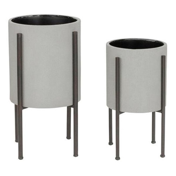 Aspire Home Accents Aspire Home Accents 4770 Tania Mid Century Planters; Light Gray - Set of 2 4770